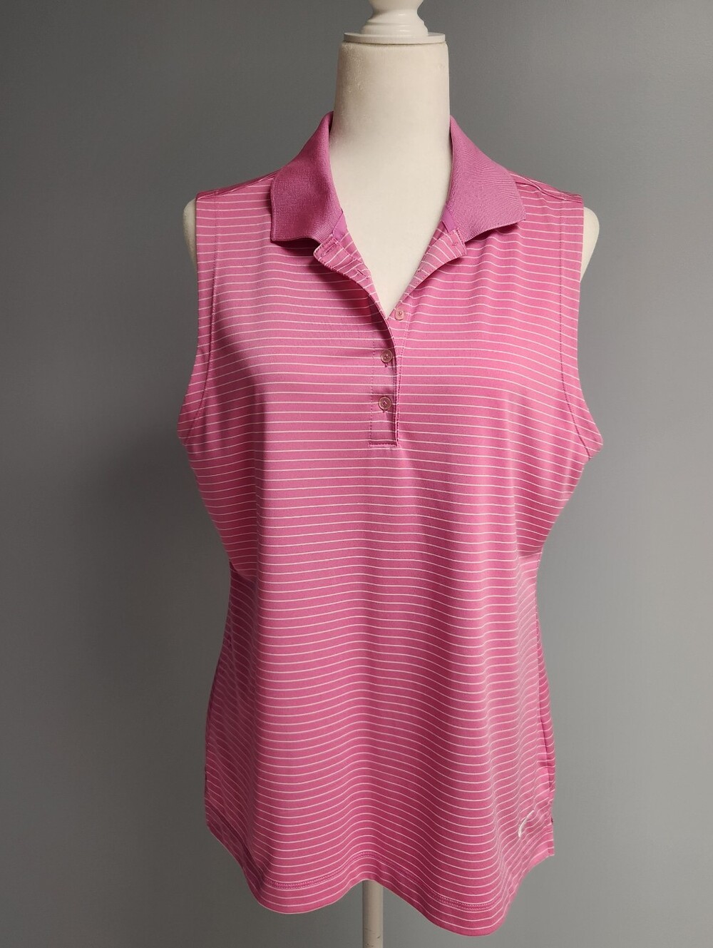 Nike Pink Striped Sleeveless Polo Tank